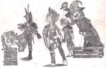  anthro anthrofied applejack_(mlp) armor clothing cowboy_hat equine female friendship_is_magic game greyscale group hat horse mammal monochrome my_little_pony nightmare_moon_(mlp) pony rainbow_dash_(mlp) rayfriedh rpg sword traditional traditional_media trixie_(mlp) weapon wizard_hat 