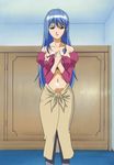  1girl bakunyuu_shimai blue_hair breasts invasion_of_the_boobie_snatchers large_breasts solo stitched 