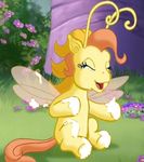  breezie_(mlp) equine female flower grass horse insect mammal my_little_pony rock wings 