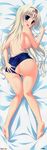  absurdres ass bandaid bandaid_on_pussy barefoot bed_sheet blonde_hair blue_eyes blush breasts cameltoe d: dakimakura full_body highres huge_filesize kamiyagi_ruriko kneepits knees_together_feet_apart large_breasts legs nipples one-piece_swimsuit open_mouth princess_evangile scan school_swimsuit sheet_grab smile solo swimsuit swimsuit_aside top-down_bottom-up undressing yamakaze_ran 