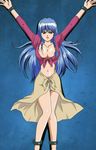  1girl bakunyuu_shimai blue_hair breasts cleavage invasion_of_the_boobie_snatchers large_breasts stitched 