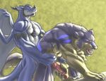  balls beard butt canine claws dragon facial_hair invalid_tag jack_off jerk moan muscles pain penis scalie sex unknown_artist wolf 