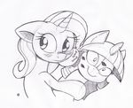  black_and_white blush brush equine female feral friendship_is_magic horn horse joey-darkmeat kiss_mark kissing lipstick lipstick_kiss lipstick_mark looking_back mammal monochrome my_little_pony plain_background plushie pony scrubbing trixie_(mlp) twilight_sparkle_(mlp) unicorn white_background 