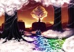  grass highres hill landscape leaf mario_(series) nitrotitan no_humans paper_mario path road scenery sunset super_mario_bros. tree 