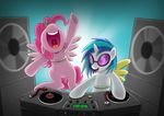  2013 blue_hair cardboard equine eyewear female friendship_is_magic glasses hair high-roller2108 horse multi-colored_hair my_little_pony pinkie_pie_(mlp) pony record record_player speaker sunglasses vinyl_scratch_(mlp) wings 
