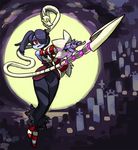  alex_ahad blue_hair blue_skin detached_sleeves hair_over_one_eye lab_zero_games leviathan_(skullgirls) long_hair official_art red_eyes side_ponytail skull skullgirls solo squigly_(skullgirls) stitched_mouth stitches striped_sleeves zombie 