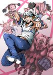  blonde_hair blue_eyes hat highres horseshoe johnny_joestar jojo_no_kimyou_na_bouken male_focus pointing solo stand_(jojo) steel_ball_run tusk_(stand) yusuki_(fukumen) 