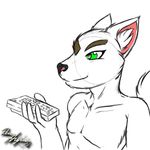  anthro anus black black_body breasts canine female fox fur goo green_eyes invalid_color mammal neck_bulge rape_face red_eyes rena_ayama solo swallowing television throat_bulge vorarephilia vore white white_fur 