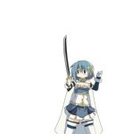  animated animated_gif armband armpits blue_eyes blue_hair cape fencing gloves hair_ornament hairclip hangaku highres magical_girl mahou_shoujo_madoka_magica mahou_shoujo_madoka_magica_movie miki_sayaka open_mouth parody short_hair solo soul_gem sword team_fortress_2 thighhighs transparent_background weapon zettai_ryouiki 