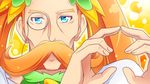  alternate_hair_color beard blue_eyes choker clubs_hands cosplay cure_rosetta cure_rosetta_(cosplay) dokidoki!_precure double_bun earrings facial_hair flower green_choker hair_flower hair_ornament hands_together jewelry long_hair male_focus md5_mismatch monocle orange_eyes precure sebastian_(dokidoki!_precure) shinekalta solo 