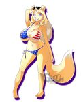  alpha_channel anthro arm_behind_head big_breasts bikini black_nose blonde_hair blue_eyes breasts canine cleavage clothed clothing dog eyewear female fur hair hi_res hindpaw huge_breasts k9wolf lassie long_hair looking_at_viewer mammal navel paws pose skimpy smile solo standing sunglasses swimsuit thighs tight_clothing voluptuous wide_hips yellow_fur 
