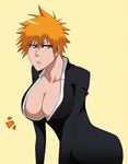  bleach breasts genderswap highres huge_breasts kurosaki_ichigo mikorucool orange_hair short_hair 