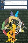  annoyed cheese discord_(mlp) female friendship_is_magic green_eyes male my_little_pony queen_chrysalis_(mlp) tarajenkins tumblr 