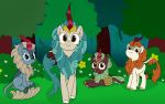 2019 animated autumn_blaze_(mlp) blep blinking cloven_hooves digital_media_(artwork) equine eyelashes eyeshadow facial_scales female feral friendship_is_magic group hi_res hooves humor kirin looking_at_viewer lying makeup mammal my_little_pony outside queen_rain_shine_(mlp) scales scalie smile tongue tongue_out tree wafflecakes 