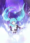  aki_(wishtakeme) aqua_hair bad_id bad_pixiv_id blue_eyes chain detached_sleeves hatsune_miku highres long_hair necktie outstretched_arm solo thighhighs twintails vocaloid 