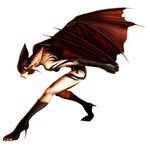  animal_ears bat_ears bat_wings black_hair bloody_roar fur highres jenny_burtory lipstick makeup monster_girl official_art pointy_ears solo talons vampire wings yellow_eyes 