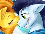  britishstarr equine female feral friendship_is_magic green_eyes horse kissing male mammal my_little_pony pony signature soarin_(mlp) spitfire_(mlp) teeth wonderbolts_(mlp) 