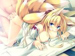  animal_ears big_breasts blonde_hair blue_eyes blush breasts canine doggystyle female fox fox_ears from_behind hair japanese_clothing male mammal multiple_tails penetration ran_yakumo sex straight tateha touhou unknown_artist 