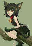  animal_ears artist_request bell black_hair cat_ears cat_tail kumatanchi male_focus neko-kun red_eyes solo tail 