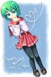  bad_id bad_pixiv_id birthday blue_eyes green_hair iwasaki_minami kurosiochaya lucky_star pantyhose pink_neckwear ryouou_school_uniform school_uniform serafuku short_hair solo 