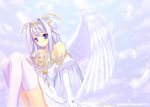  copyright_request feathers icqoo purple_eyes purple_hair sayori solo thighhighs wings 