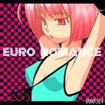  8bee armpits arms_up bad_id bad_pixiv_id beatmania beatmania_iidx checkered lowres pink_eyes pink_hair short_hair solo tank_top 