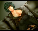  bad_id bad_pixiv_id banned_artist belt blazer blue_eyes breasts cleavage couch green_hair jacket large_breasts letterboxed original panties pantyshot pantyshot_(sitting) short_hair sitting solo thighhighs underwear viola_(seed) 