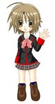  bad_id bad_pixiv_id blush bob_cut bow brown_eyes brown_hair genderswap genderswap_(mtf) little_busters! miikichi naoe_riki pink_bow school_uniform short_hair skirt solo 