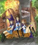  asahina_mikuru blue_sailor_collar cape halloween hat jack-o'-lantern kita_high_school_uniform multiple_girls nagato_yuki non-web_source pumpkin sailor_collar school_uniform serafuku suzumiya_haruhi suzumiya_haruhi_no_yuuutsu trick_or_treat tsukiyo_(skymint) witch_hat 