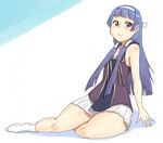  bad_id bad_pixiv_id bangs blue_hair blunt_bangs hair_tubes kannagi long_hair nagi pleated_skirt seritsumi skirt solo white_skirt 