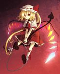  bad_id bad_pixiv_id blonde_hair bow chain flandre_scarlet hat hat_ribbon highres necktie nr_(cmnrr) one_side_up red_eyes ribbon solo touhou wings 