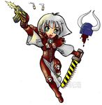  armor chibi female gun short_hair silver_hair warhammer_40k weapon 