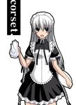  :d apron ar_tonelico ar_tonelico_i blush braid coffee_pot holding long_hair looking_at_viewer maid multiple_braids open_mouth shurelia silver_hair simple_background smile solo very_long_hair white_background yamaura_tamaki 