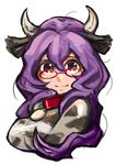  animal_ears bad_id bad_pixiv_id breasts collar cow_ears cow_girl face glasses horns huge_breasts kumatanchi purple_hair saitou_yahu solo ushi-oneesan 