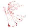  artist_request from_side hat japanese_clothes kimono long_sleeves mob_cap monochrome outline red saigyouji_yuyuko simple_background solo touhou triangular_headpiece white_background 