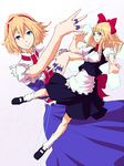  alice_margatroid apron bad_id bad_pixiv_id bow dress frills mary_janes ohs80002 shanghai_doll shoes short_hair simple_background smile solo string touhou 
