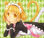  ai_kusunoki animal_ears bad_id bad_pixiv_id blush cat_ears cat_tail colorized looking_at_viewer maid maid_headdress original pantyhose solo tail 