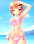  bad_id bad_pixiv_id bikini brown_eyes highres komimiyako kurami_haruka one_eye_closed orange_hair power_pro_kun_pocket power_pro_kun_pocket_7 short_hair swimsuit 