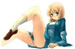  blonde_hair blue_eyes k-on! kotobuki_tsumugi legs_up loafers long_hair shoes sleeves_rolled_up yuni_(manyutin) 