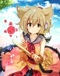  armlet bad_id bad_pixiv_id brown_eyes brown_hair cis_(carcharias) collarbone headphones looking_at_viewer short_hair sleeveless smile solo touhou toyosatomimi_no_miko 