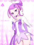  blush character_name choker cure_sword dokidoki!_precure earrings hair_ornament heart jewelry kenzaki_makoto magical_girl niwatori_kokezou ponytail precure purple purple_choker purple_eyes purple_hair purple_skirt skirt solo spade_(shape) spade_hair_ornament 