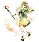  atelier_(series) atelier_ayesha ayesha_altugle blonde_hair flower green_skirt hat long_hair ribbon skirt solo staff yellow_eyes 