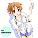  brown_eyes brown_hair dress_shirt dresstrip hirasawa_ui k-on! ponytail shirt short_hair skirt 