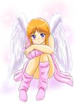  angel angel_wings blue_eyes elpeo_puru gundam gundam_zz highres honda_chieko hoshikawa_tsukimi orange_hair ribbon short_hair socks wings zeta_gundam 