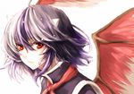  head_wings horns kuronuko_neero light_smile looking_at_viewer purple_hair red_eyes single_head_wing smile solo tokiko_(touhou) touhou upper_body wings 