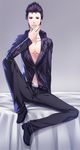  black_hair el_shaddai kuren lucifel_(el_shaddai) male_focus red_eyes sitting solo 