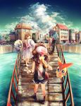  2girls bad_id bad_perspective bad_pixiv_id blue_eyes bridge brown_eyes brown_hair cloud day deerling dress gen_2_pokemon gen_5_pokemon hat hat_removed headwear_removed lady_(pokemon) legendary_pokemon long_hair marill multiple_girls namie-kun outdoors pokemon pokemon_(creature) pokemon_(game) pokemon_bw pokemon_bw2 rufflet short_hair sky touko_(pokemon) touya_(pokemon) victini water 