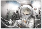  astronaut blonde_hair blue_eyes camera cockpit helmet nasa original solo spacesuit watanabe_(yellow_comet_ap1) 