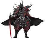  aku-shin-kage armor cape cthulhu_mythos full_body helmet japanese_armor male_focus mazeran nyarlathotep original solo sword transparent_background weapon 