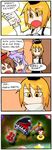  4koma al_bhed_eyes blonde_hair comic commentary finnish instrument lunasa_prismriver lyrica_prismriver mad_piano mario_(series) mario_party mario_party_2 merlin_prismriver multiple_girls piano setz super_mario_bros. toad touhou translated trumpet violin 